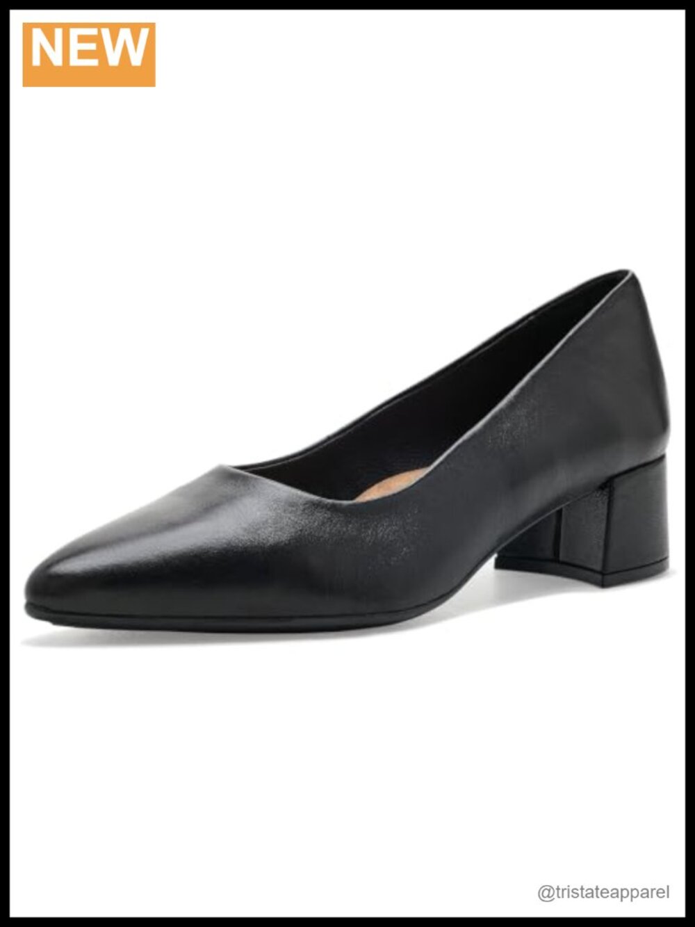 Women's Leather Low Block Heel Pumps